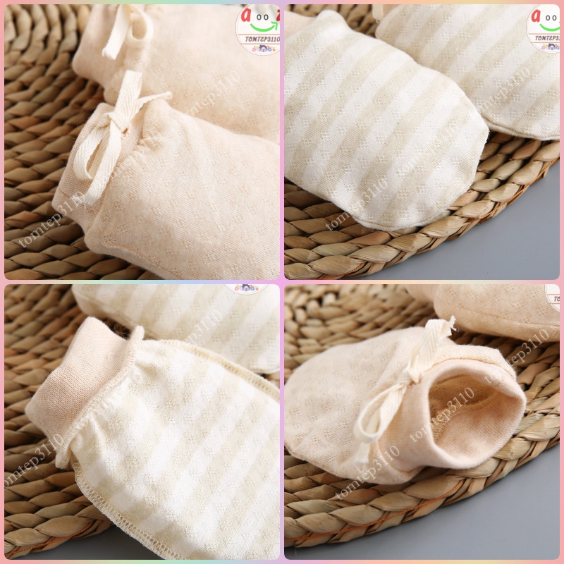 Bao Tay Sơ Sinh Có Dây Buộc - Chất Cotton Hữu Cơ Tự Nhiên, Không Chất Tẩy Rửa An Toàn Cho Bé