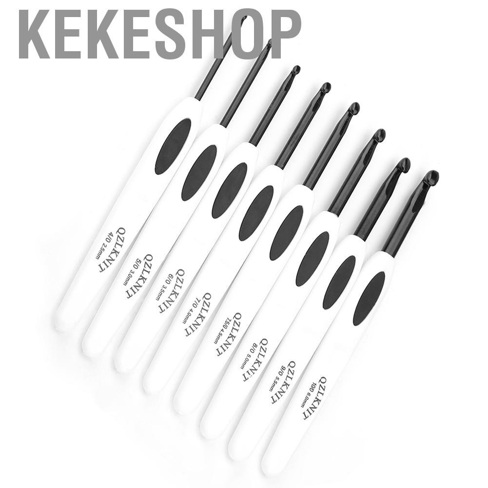 Set 8 Kim Đan Len Bằng Nhôm Cán Nhựa Trắng