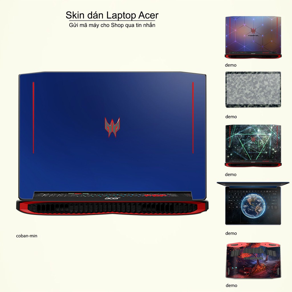 Skin dán Laptop Acer màu xanh dương coban mịn (inbox mã máy cho Shop)