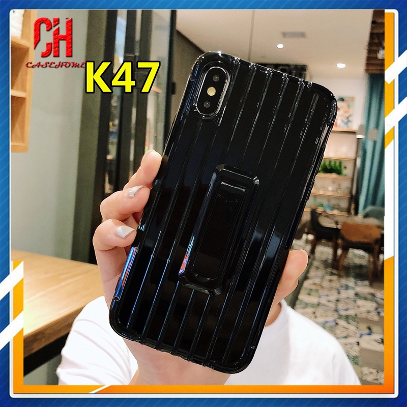 Ốp điện thoại họa tiết sọc vali màu kẹo kèm giá đỡ cho Realme C3 5i 5 Pro 3 3i 5 C11 C2 6 6i C1 X2 PRO 5S Q X2 XT 2 PRO U1