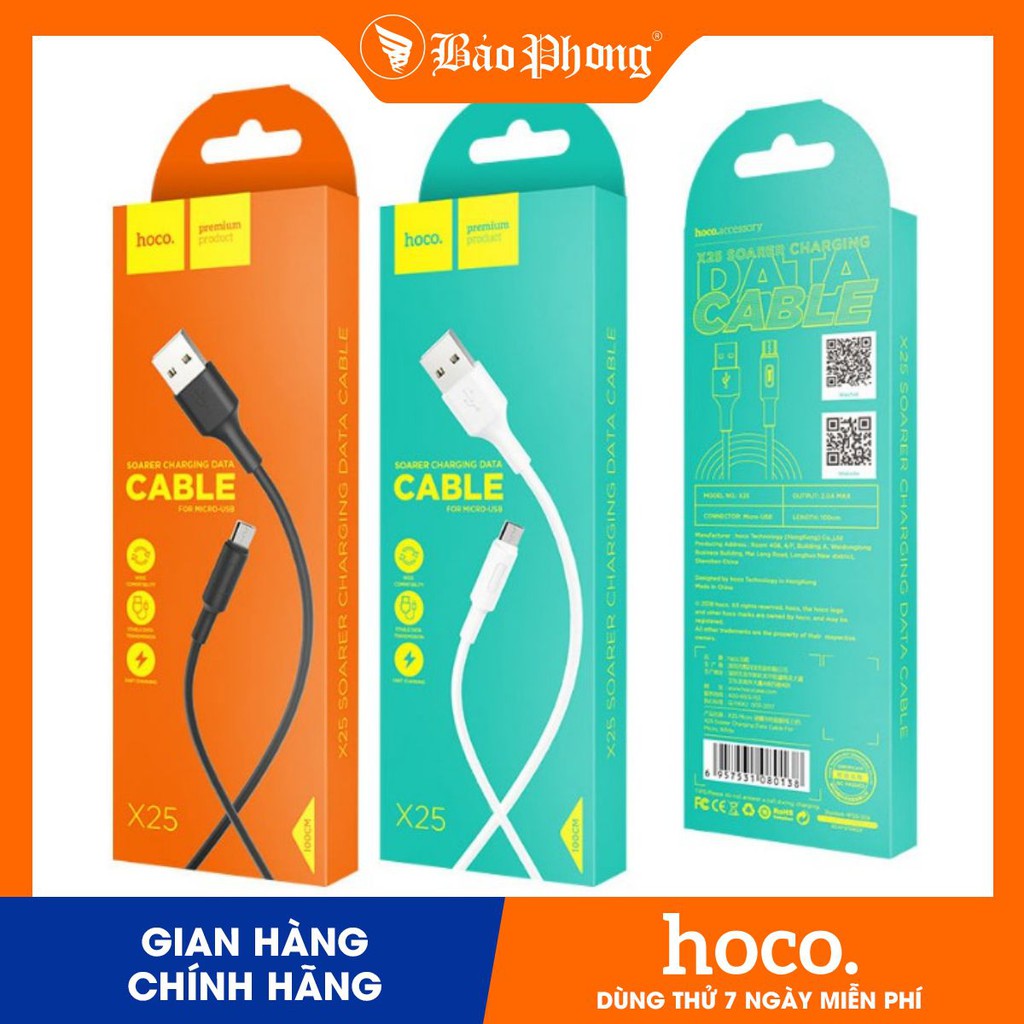 Cáp Micro HOCO X25 dài 1m hỗ trợ sạc nhanh