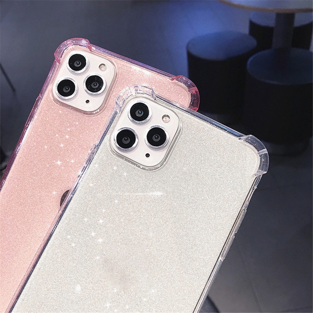 Đối với iPhone 11 12 13 Pro max X XR XS Max SE 2020 8 7 Plus 12 13 Mini Phone Case Glitter Chống sốc trong suốt TPU mềm