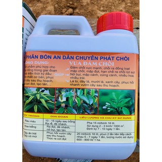Phân bón chuyên phát chồi dành cho rau, hoa. Can 1 lít. thienan22916