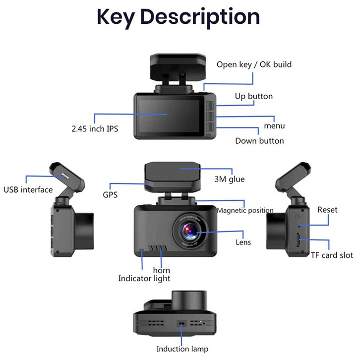 Camera hành trình ô tô thương hiệu cao cấp Phisung 4K, Wifi, 2.45 inch - Mã: G3 - Hàng Nhập Khẩu Chính Hãng