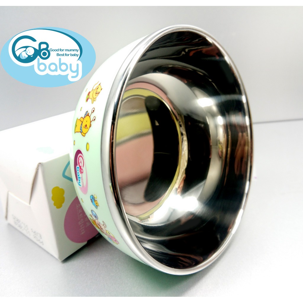 Bộ Bát ăn dặm inox cho bé 8808 GB-Baby Chính hãng Tặng Kèm thìa cùng màu.