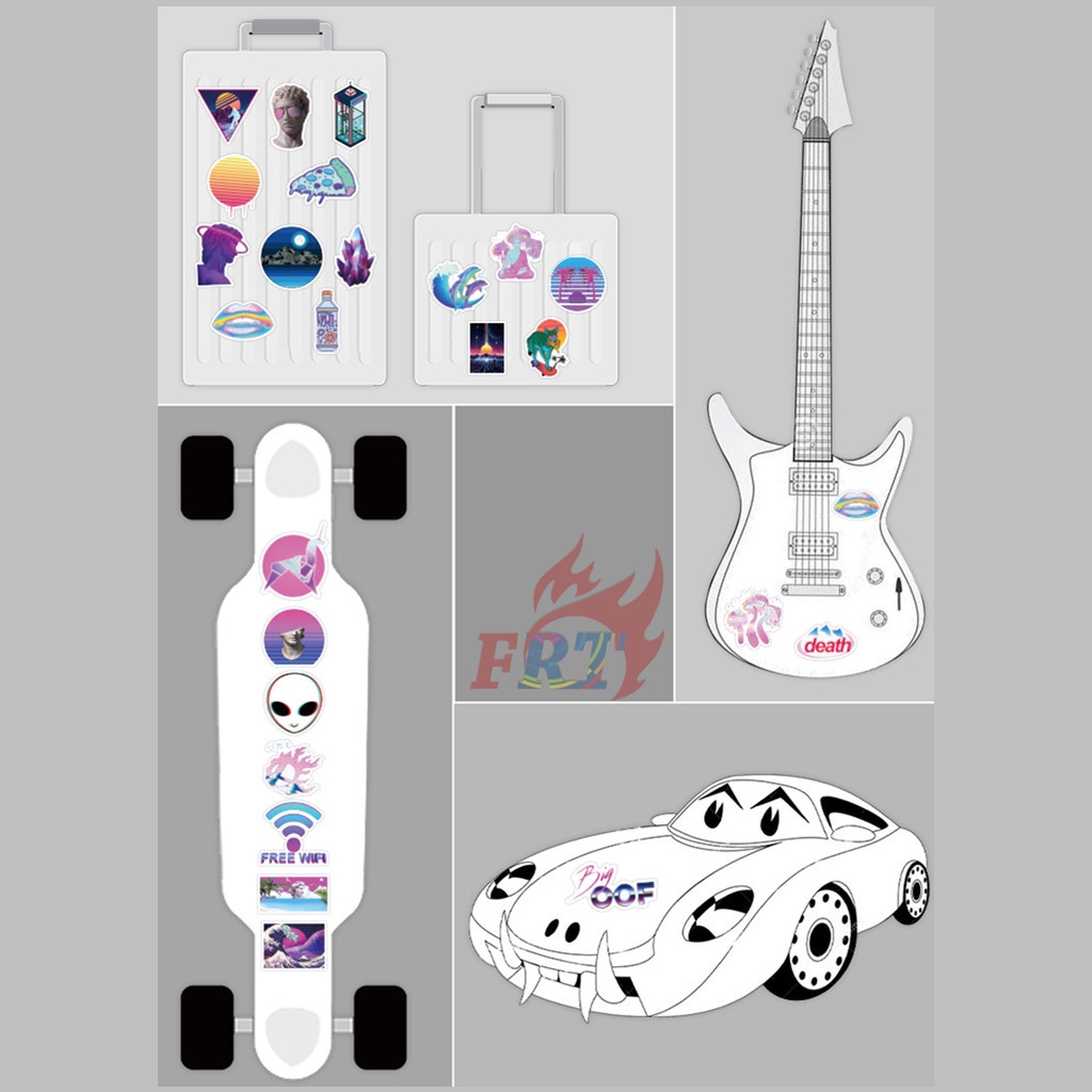 ❉ Abstractionism -  Vaporwave Steam Punk Series 03 Stickers ❉ 50Pcs/Set Fashion DIY Decals Doodle Stickers