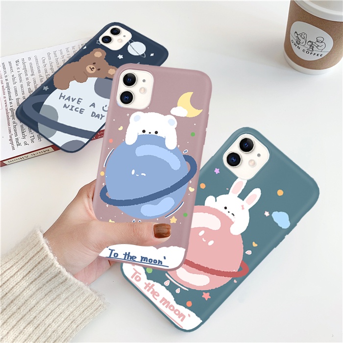 Ốp Điện Thoại Mềm Mặt Nhám In Hình Thỏ/Gấu Dễ Thương Cho iPhone 6/6s PIus 7/8/SE 2020 7/8PIus X XS XR XSMAX 11 12 13 Pro proMax
