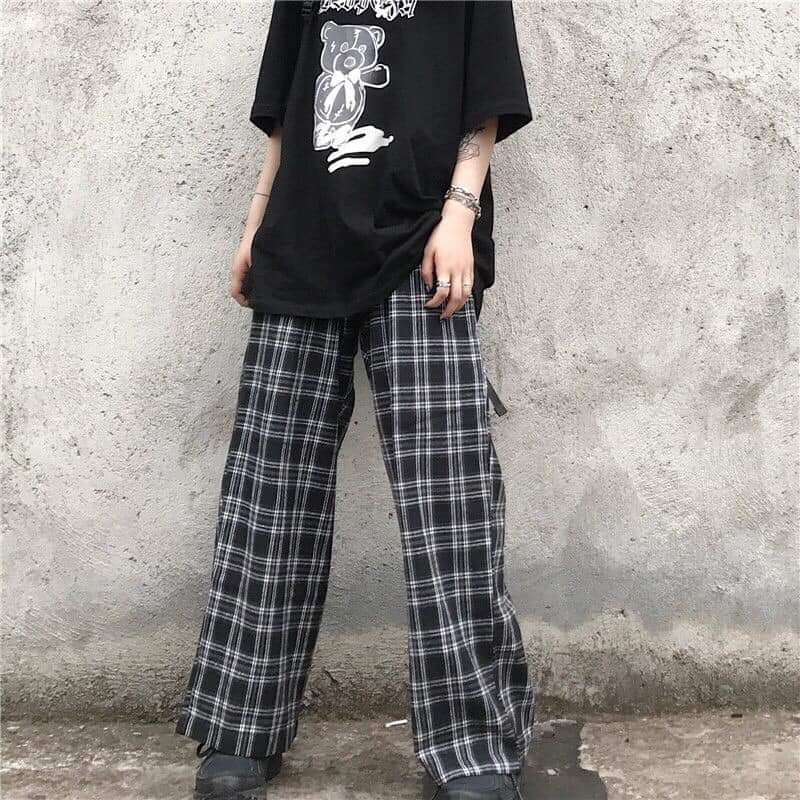 Quần kẻ caro ống rộng dáng suông,quần kẻ caro nam nữ form rộng dáng suông unisex | BigBuy360 - bigbuy360.vn