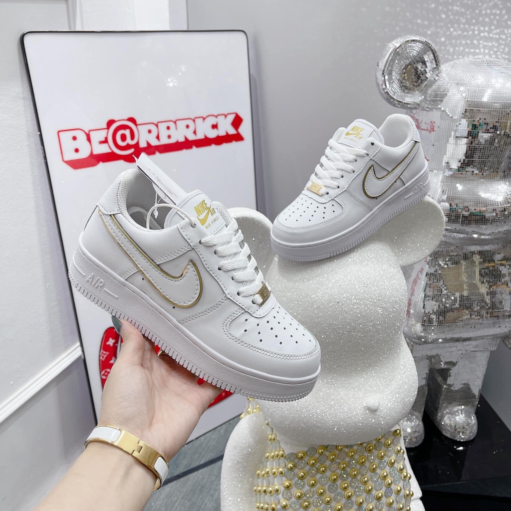 Giày Air Force 1 ESS Metallic Gold, AF1 viền vàng gold nam nữ bản mới nhất