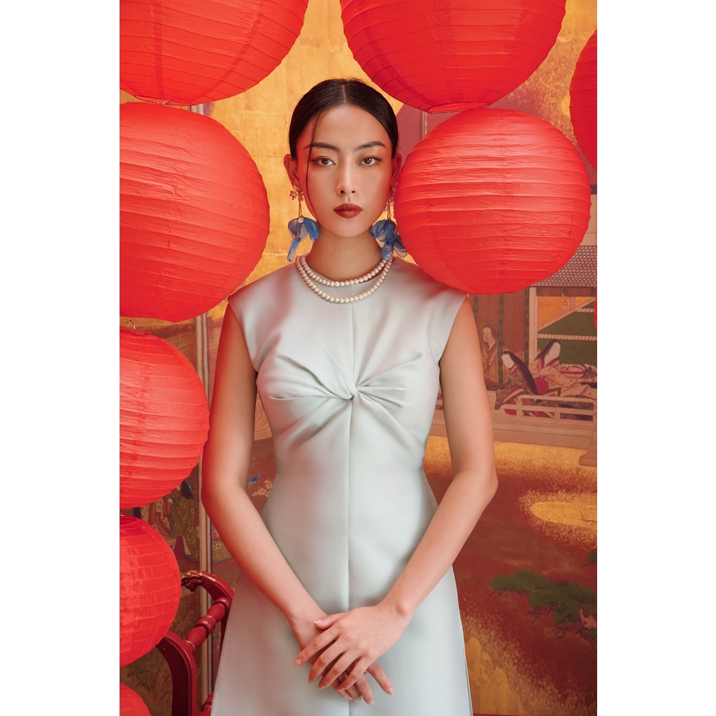 Áo dài taffeta xanh mint HUONG BOUTIQUE HBAD32