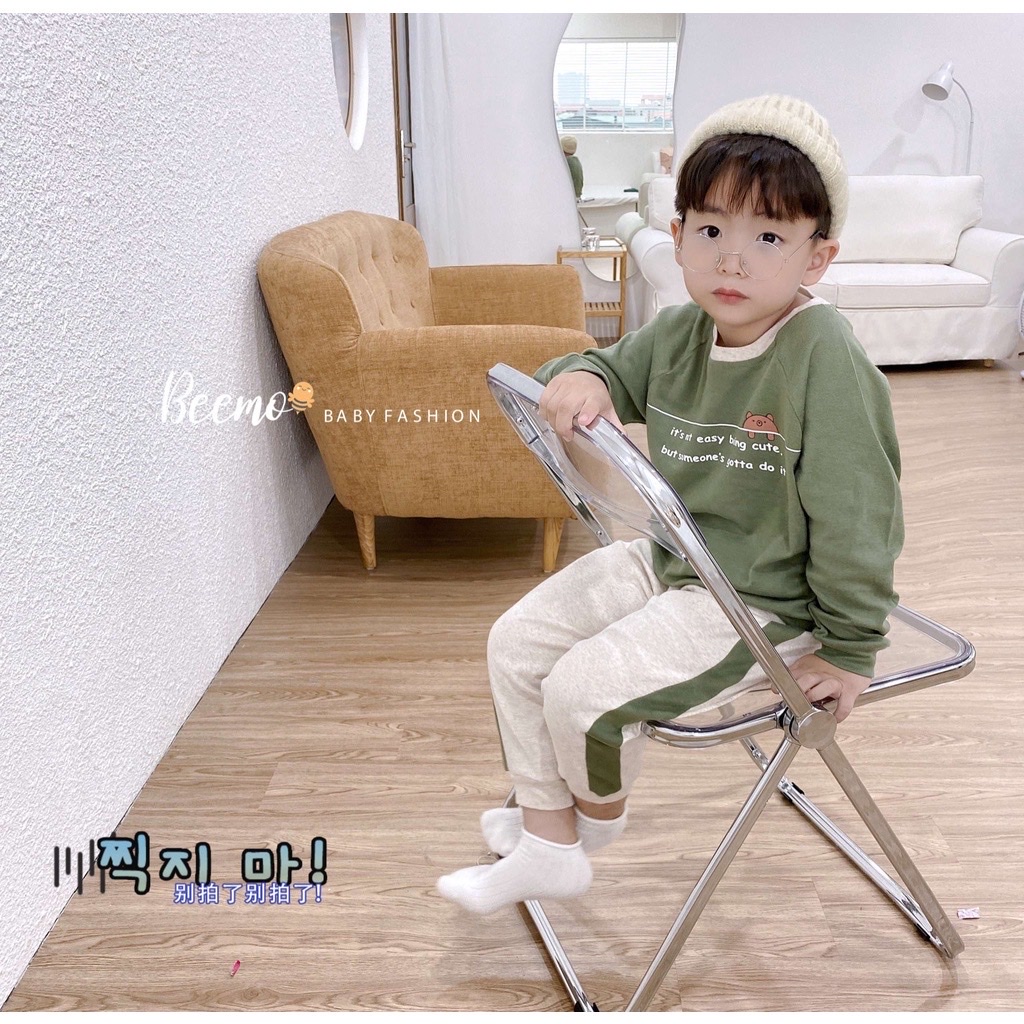 Đồ bộ dài tay cho bé trai Beemo chất thun cotton bộ quần áo thu đông sành điệu cho bé - STB STB39 STB40