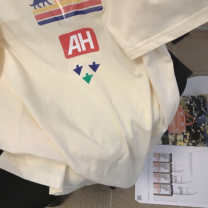 Áo Thun HIIXIIVI 100% cotton Tay Ngắn Cổ Tròn In Hình Hoàng Hôn Thời Trang Mùa Hè Phong Cách Hàn Quốc Cho Nữ 2022