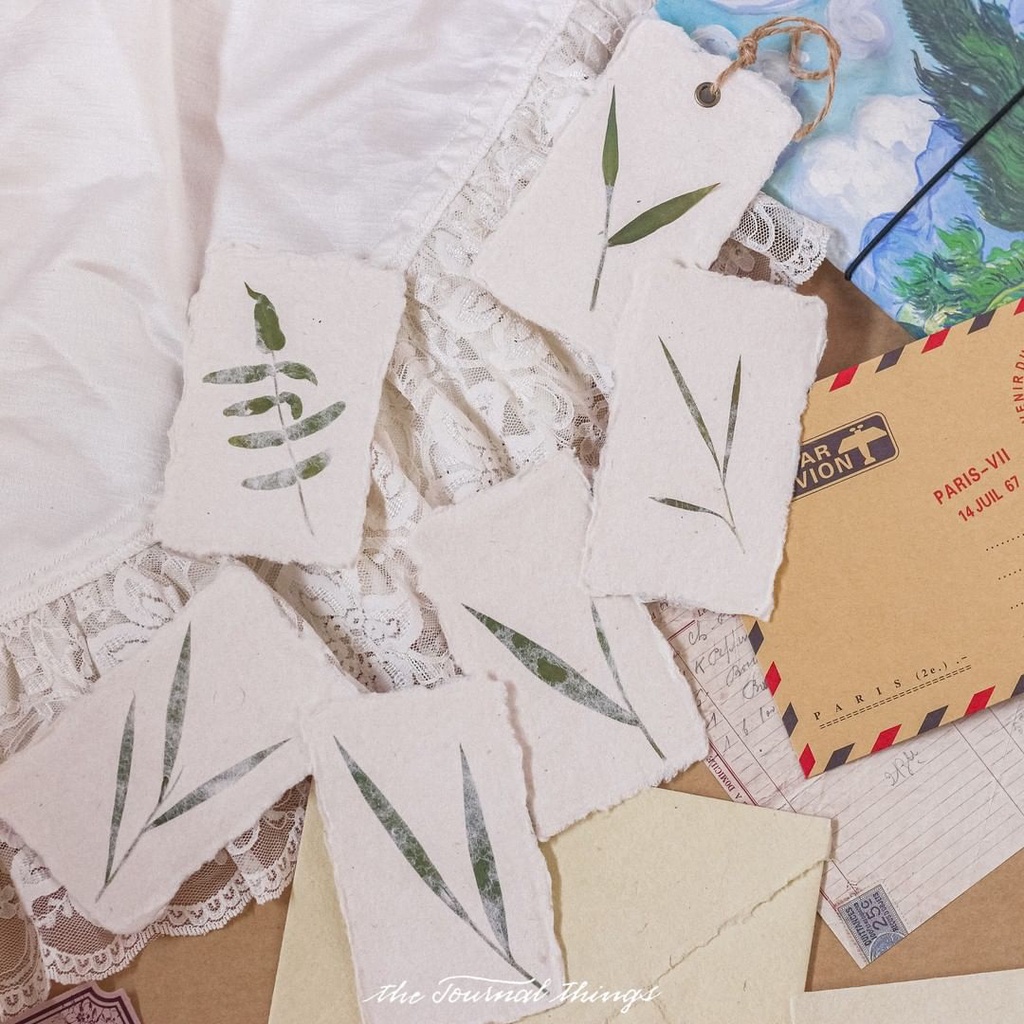 Card Giấy Dó Ép Lá 6x10cm (RANDOM)
