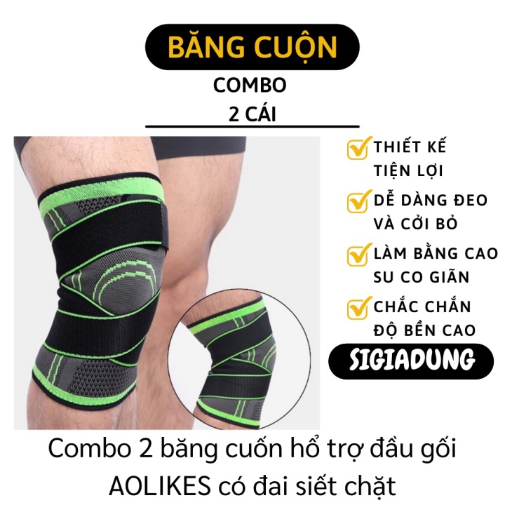 [SGD] Băng Đầu Gối - Bộ 2 Đai Quấn Bảo Vệ Khớp Gối Có Dây AOLIKES Hỗ Trợ Tập Thể Thao 9368