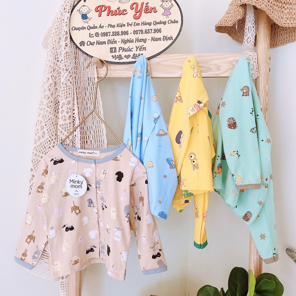 Sale !!! Bộ Dài Tay Cúc Giữa  Minky Mom Họa Tiết Vũ Trụ cho Bé (Size 8-18kg) (1563) Shop Phúc Yến