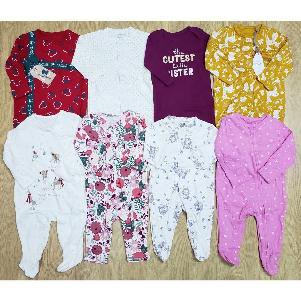 Body dài ngủ Bigbaby bé gái 0-24M, chất liệu thun cotton mềm mát xuất dư xịn carter