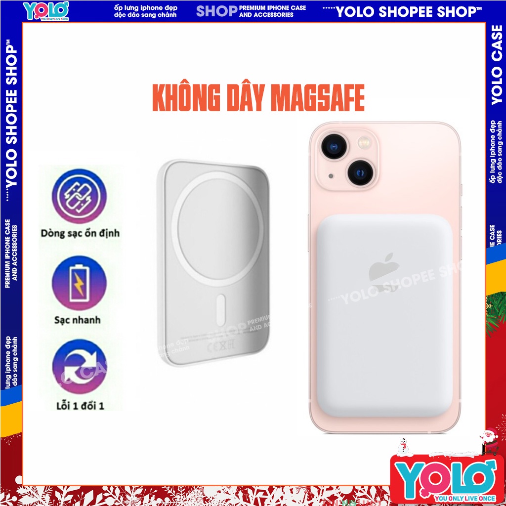 Sạc Dự Phòng Không Dây Từ Tính Sạc Nhanh Pin 5000mah Mini Hỗ Trợ Cho Iphone 8/X/11/12/13/pro/Max