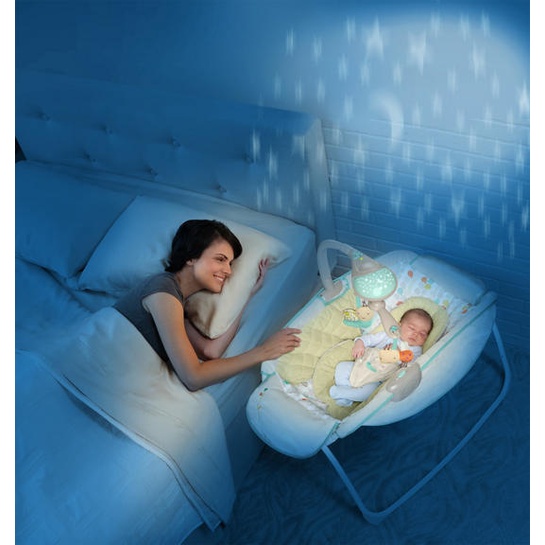 Nôi rung bập bênh cho bé Ingenuity Moonlight Rocking Sleeper có nhạc và ánh sáng kèm bộ rung mát xa chính hãng USA