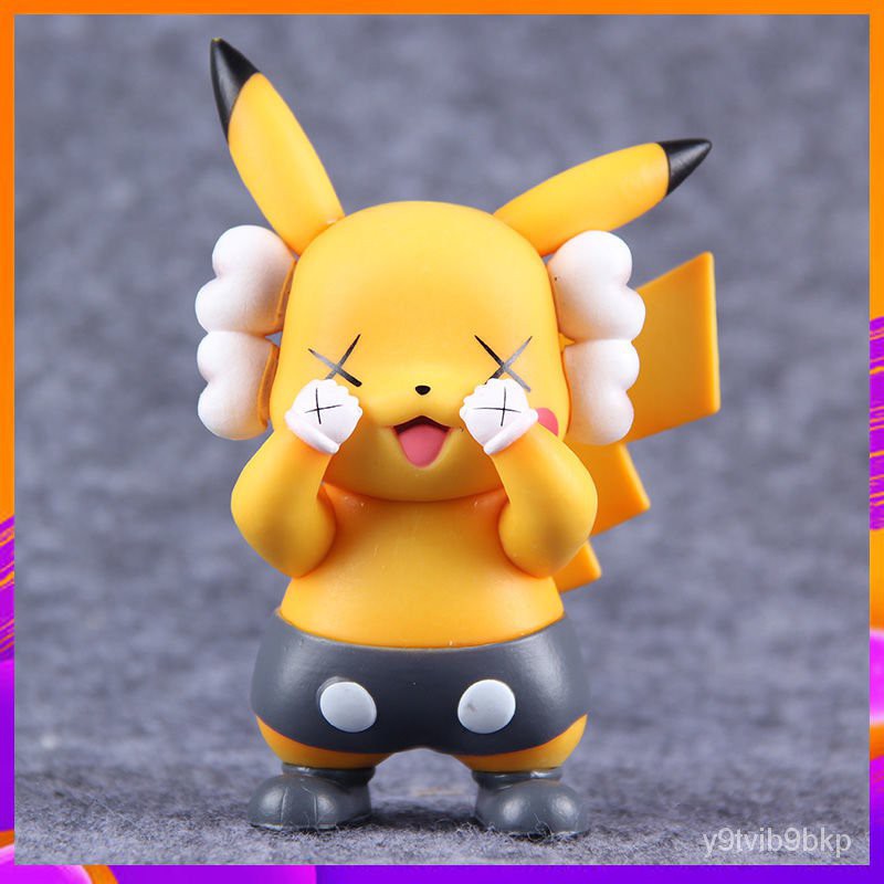 Thú Nhựa Pokemon GK Kaws Pikachu Thủy Triều Chơi Đóng Hộp Làm Bằng Tay Mô Hình Xe Ô Tô Đồ Trang Trí Búp Bê