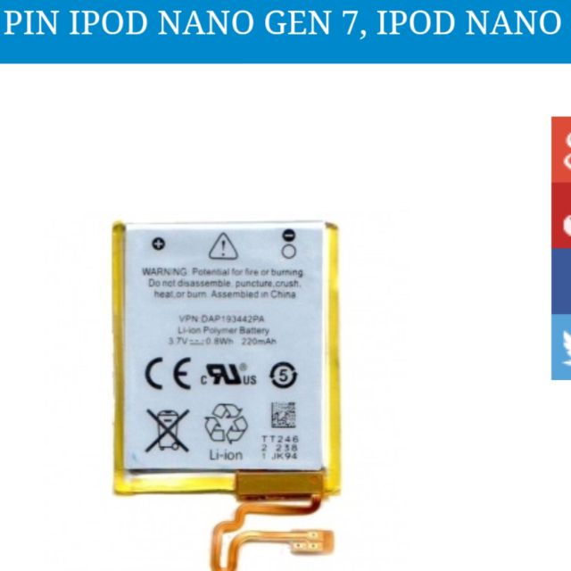 pin iPod Nano Gen 7, iPod Nano 7 Original Battery /KCLI12