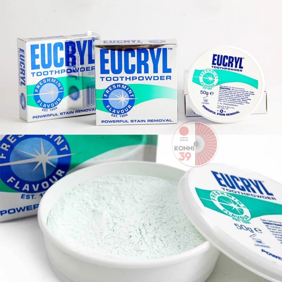 Bột bạc hà giúp sạch miệng trắng răng, hơi thở thơm mát Eucryl Toothpower 50g - Bahachiha