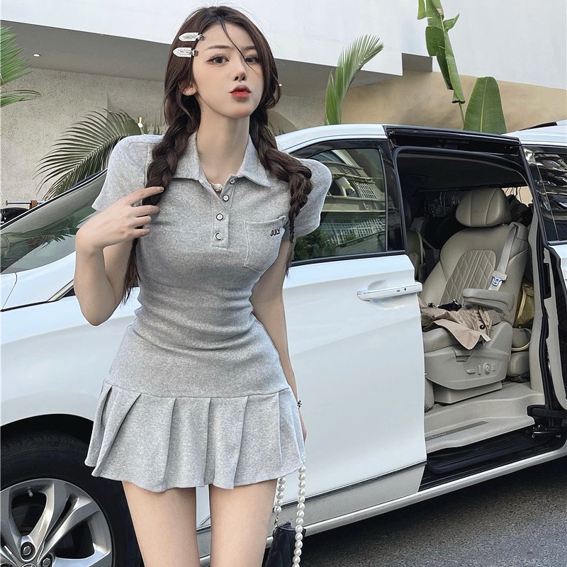 Đầm Ngắn Xếp Ly Ôm Dáng Thời Trang Mùa Hè Cho Nữ