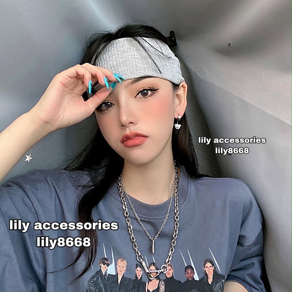 khuyên tai titan phối mặt gấu không gỉ không đen không dị ứng khuyên vành tai nam nữ