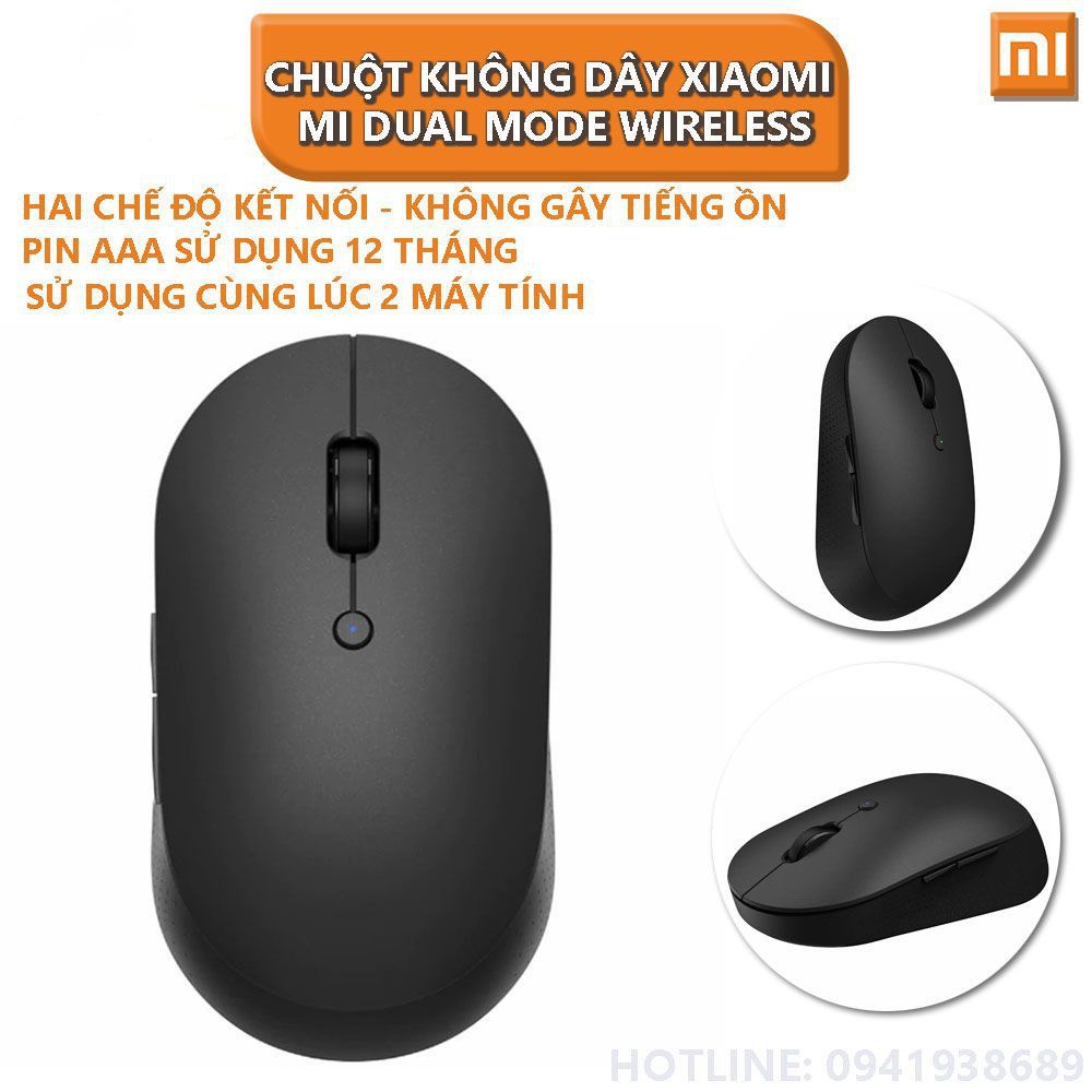 Chuột Máy Tính Không Dây XIAOMI MI DUAL MODE WIRELESS MOUSE SILENT EDITION 125Hz | 2.4 GHz | DPI 1300