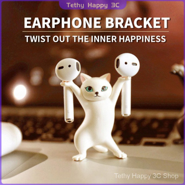 Set 5 Giá Đỡ Tai Nghe Bluetooth Hình Mèo Dễ Thương Trang Trí Bàn Làm Việc Cho AirPods 1/2/Pro