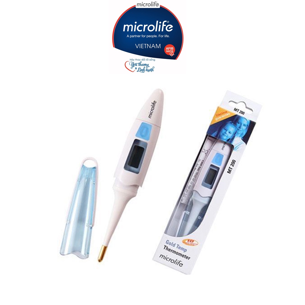 Nhiệt kế điện tử Microlife MT200 - Đo nhanh 10 giây cho kết quả , đầu mềm mạ vàng , chống kích ứng da - Hàng Chính Hãng