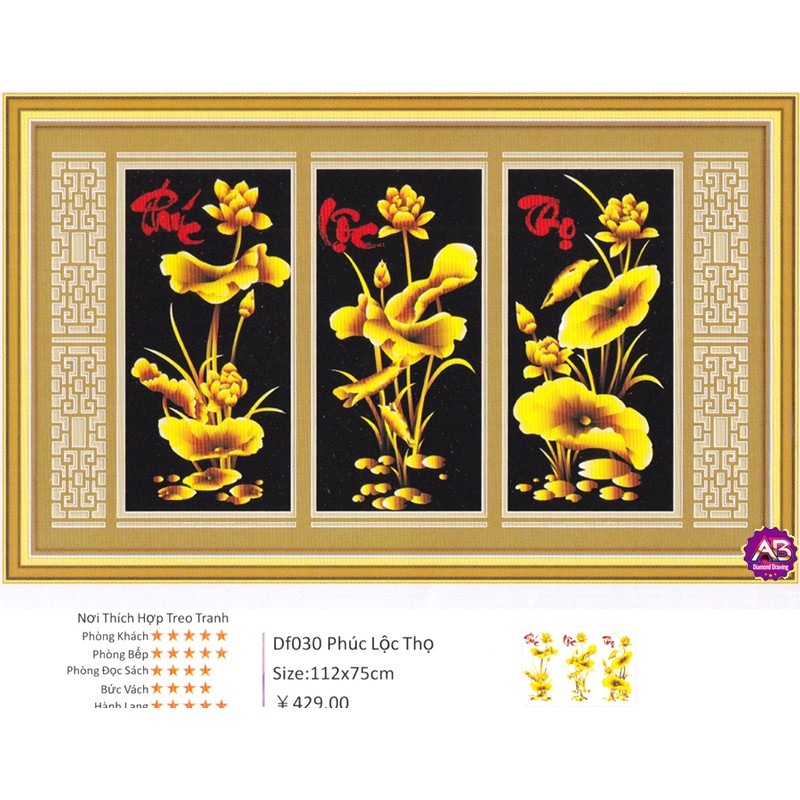 Tranh Gắn Đá Tứ Quý DF030