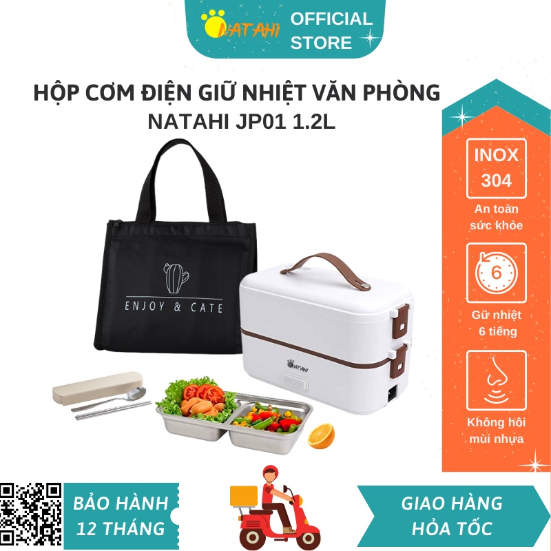 [XUẤT NHẬT] Hộp cơm cắm điện văn phòng giữ nhiệt NATAHI JP01 Inox 304, đựng thực phẩm, nấu cơm, hâm nóng, làm quà tặng