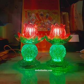 Cặp đèn Pha Lê Hoa Sen 20cm ( Màu đỏ )