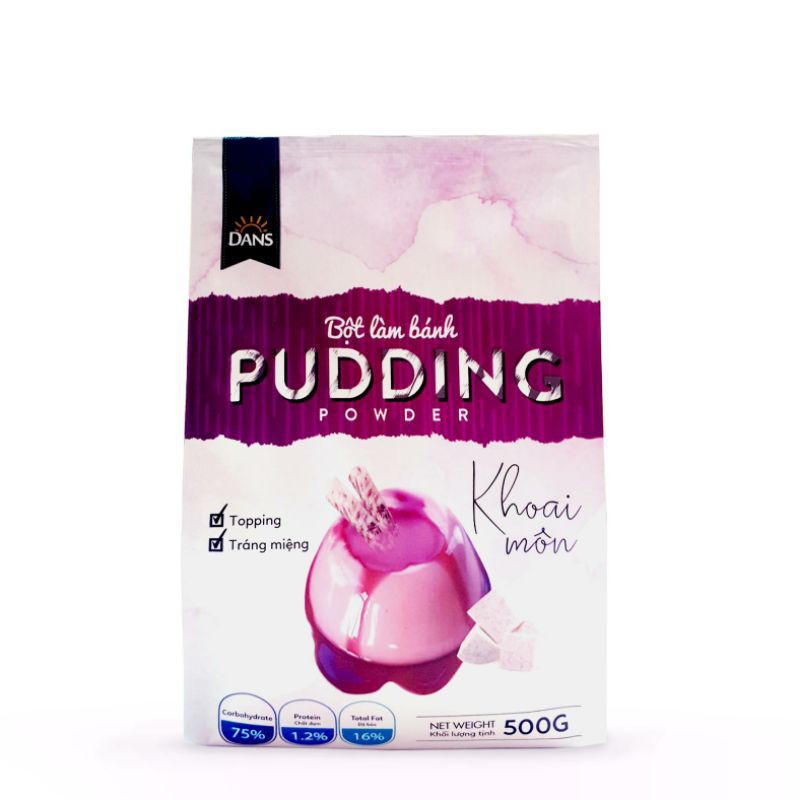 Pudding  trứng/chocolate/khoai môn/phô mai/dưa lưới/xoài/sầu riêng hiệu Dans 500gr