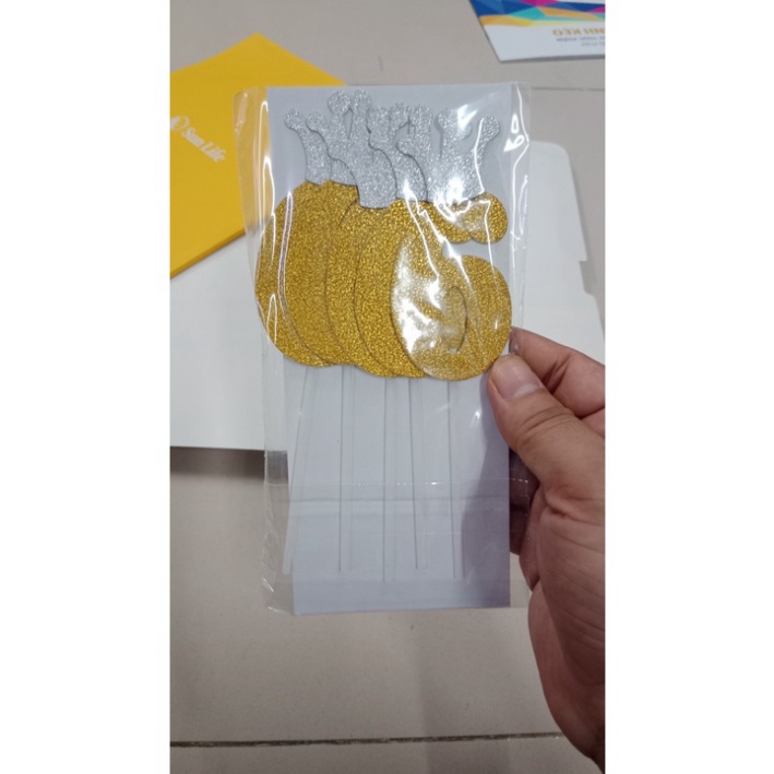 phụ kiện bánh kem [FREESHIP❤️] bộ 50 số vương miện vàng đủ số