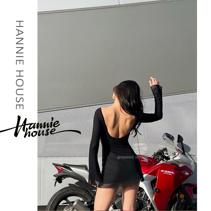 Đầm Dài Tay Hở Lưng Hai Lớp Xinh Xắn Dành Cho Nữ