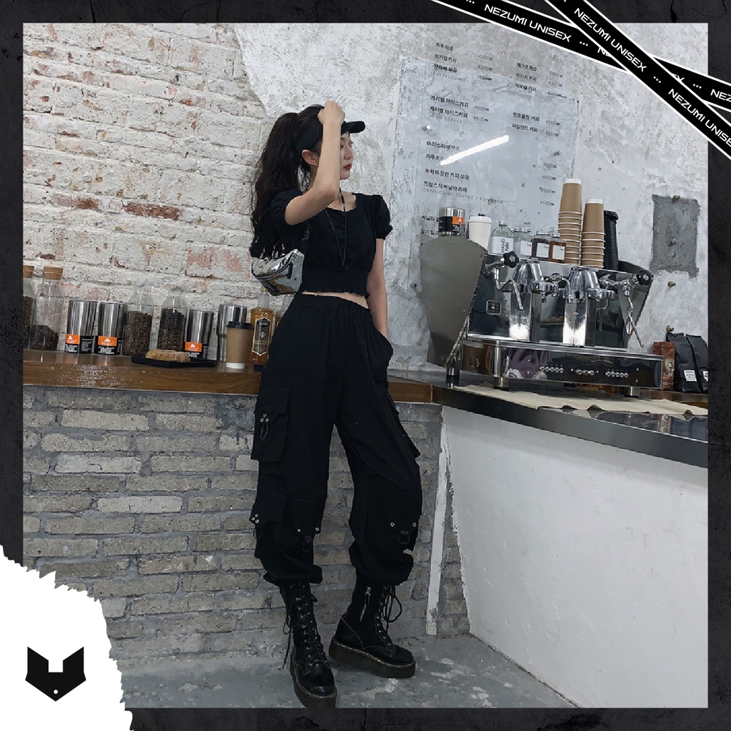 Quần jogger boxpant nhiều túi hộp ống suông nam nữ, quần nhảy hiphop phong cách Châu Âu