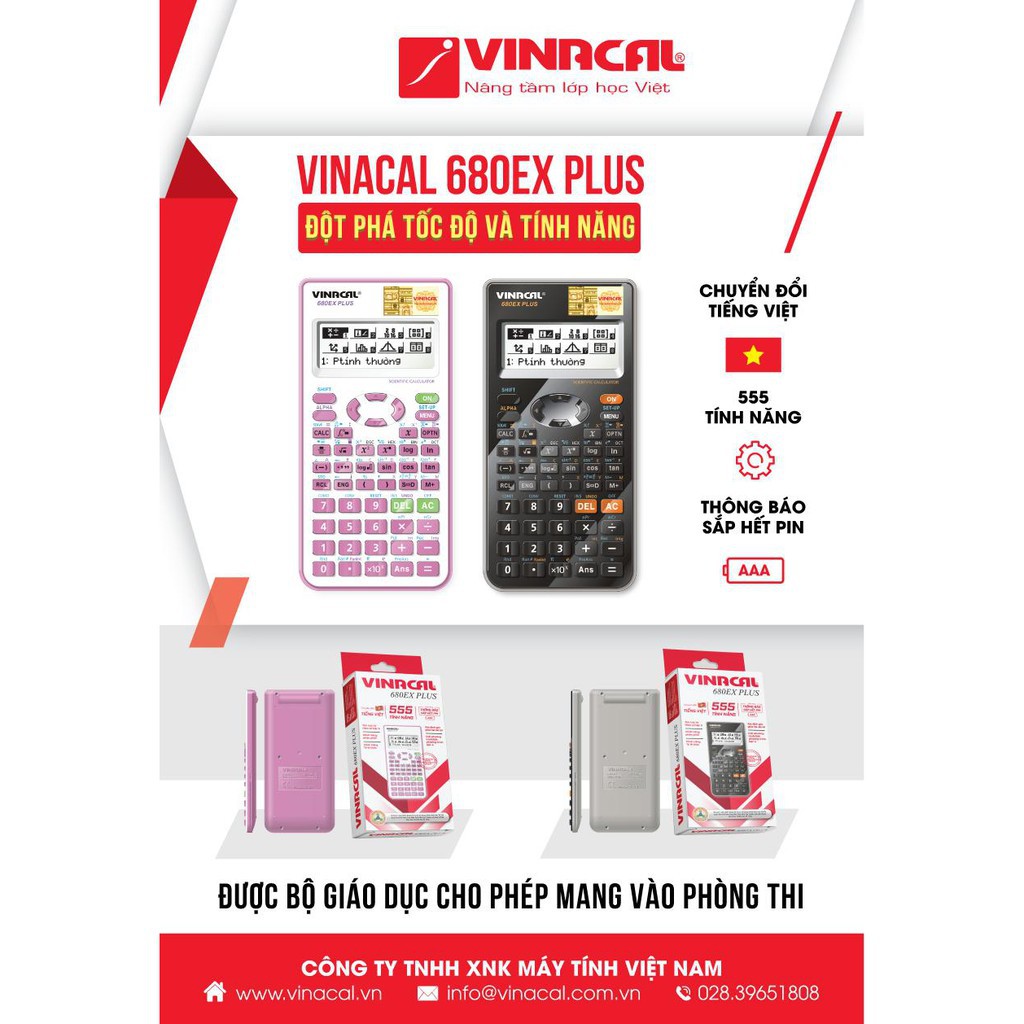 Máy tính học sinh Vinacal 680EX PLUS - Hàng chính hãng