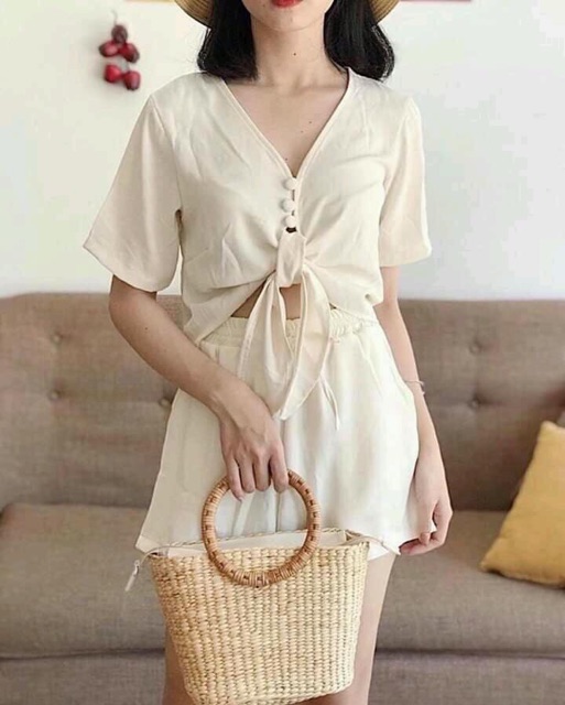 Bộ croptop buộc dây