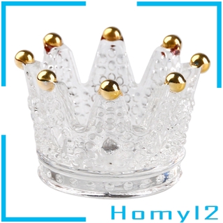White Candlestick Crystal Glass Crown Candle Holder Tea light Europe Style