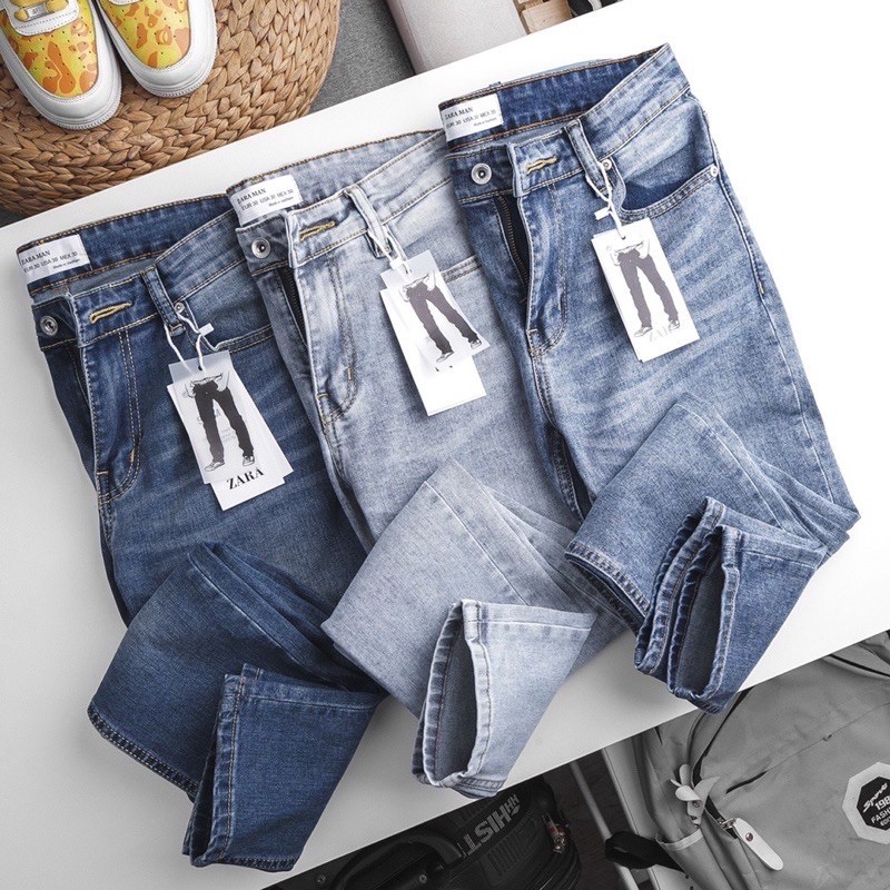 Quần jean Nam Xanh đen- ống ôm - jean co giãn thời trang | BigBuy360 - bigbuy360.vn