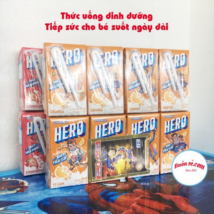 Thùng 48 hộp sữa trái cây Hero VINAMILK 110ml – Sữa chua uống bổ sung dinh dưỡng cho bé yêu 01214 Buôn Rẻ tnb33