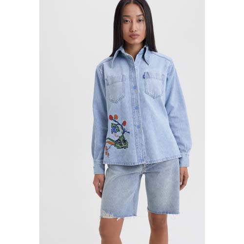 TheBlueTshirt - Áo Khoác Jeans Nữ Thêu Hoạ Tiết - Denim Dreaming Jacket - Embroidery Art