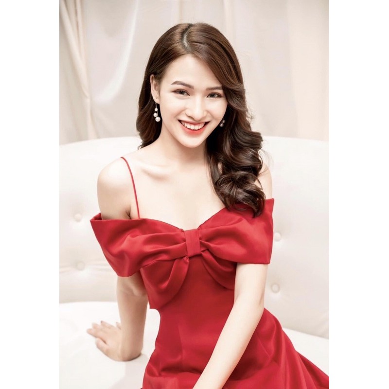 ĐẦM DÂY DỰ TIỆC ĐỎ SIÊU SANG 👉HÀNG CAO CẤP-LOẠI 1👈 ĐẦM TRỄ VAI DỰ TIỆC TẤT NIÊN THANH LỊCH | BigBuy360 - bigbuy360.vn