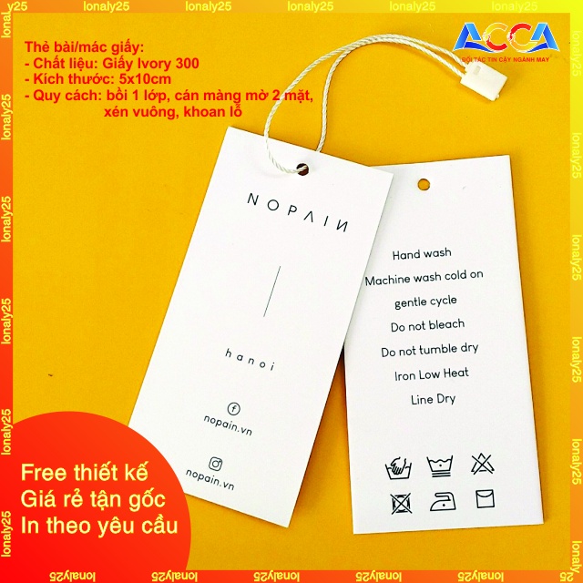 5000 dây dù treo gắn tag nhãn mác quần áo _in mác giấy, thẻ bài tag treo quần áo thời trang theo yêu cầu_free thiết kế