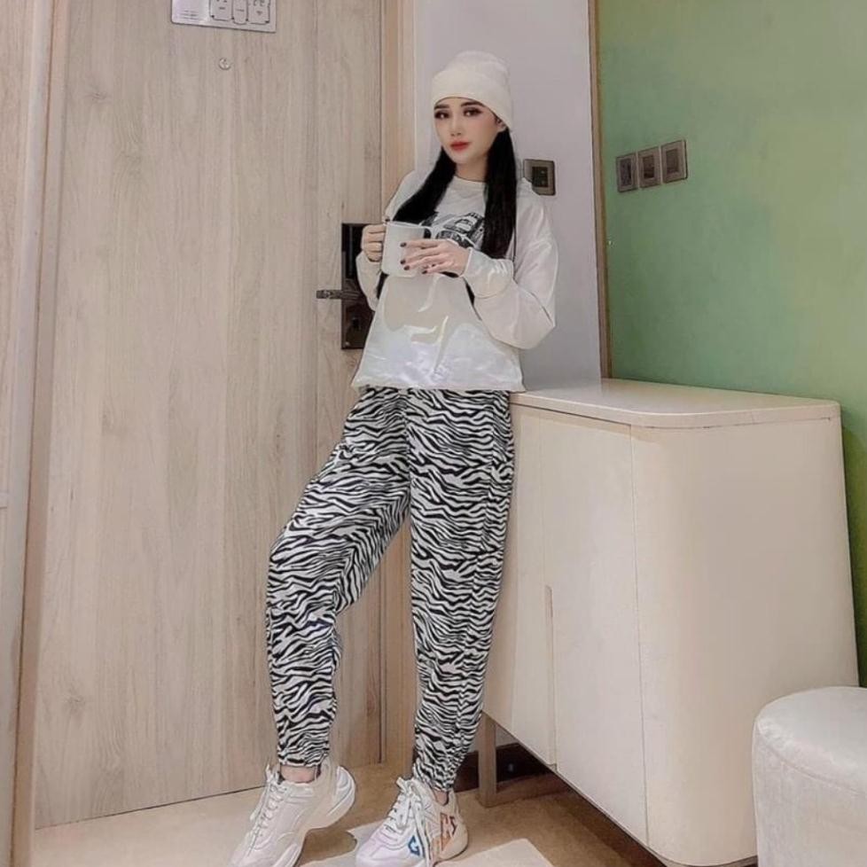 Đồ bộ nữ [FREESHIP] Đồ bộ nữ thu đông chất cotton quần hình beo DBN228 | BigBuy360 - bigbuy360.vn