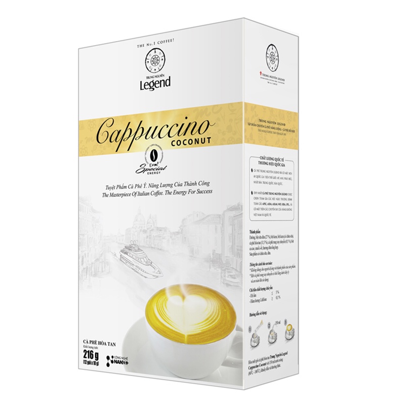 CÀ PHÊ TRUNG NGUYÊN LEGEND CAPPUCCINO HAZELNUT/ MOCHA/ COCONUT 216G