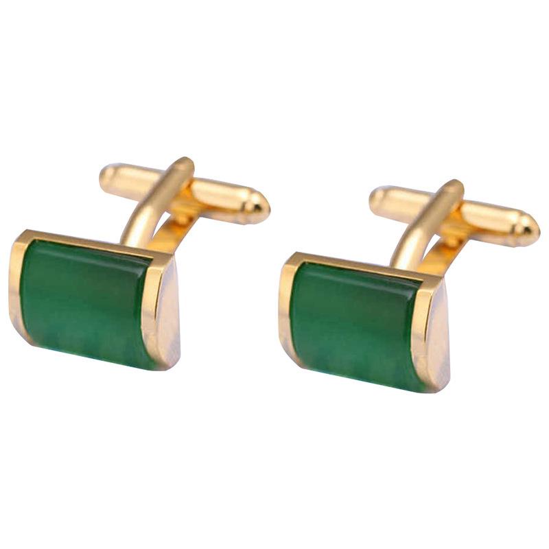 Khuy Măng Sét Áo Sơ Mi Đính Đá Opal Màu Xanh Lá / Ngọc Lục Bảo Phong Cách Pháp Chất Lượng Cao 1016