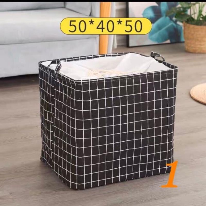 túi đựng/giỏ đựng chăn màn-quần áo bằng VẢI khung sắt To 100L