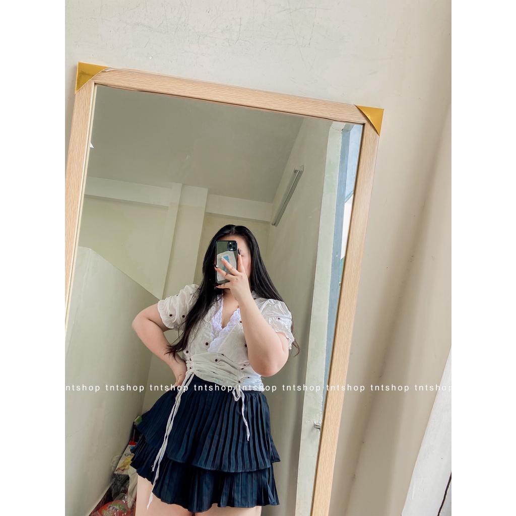 ÁO HOA REN CỔ THẮT EO [TNT Shop Bigsize 60Kg 90Kg]